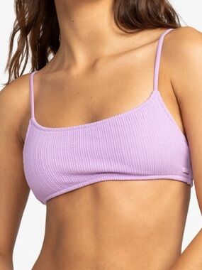 🌻NEW w/tag ROXY Aruba Textured Bralette Bikini Top Lilac Purple Swim Top XL